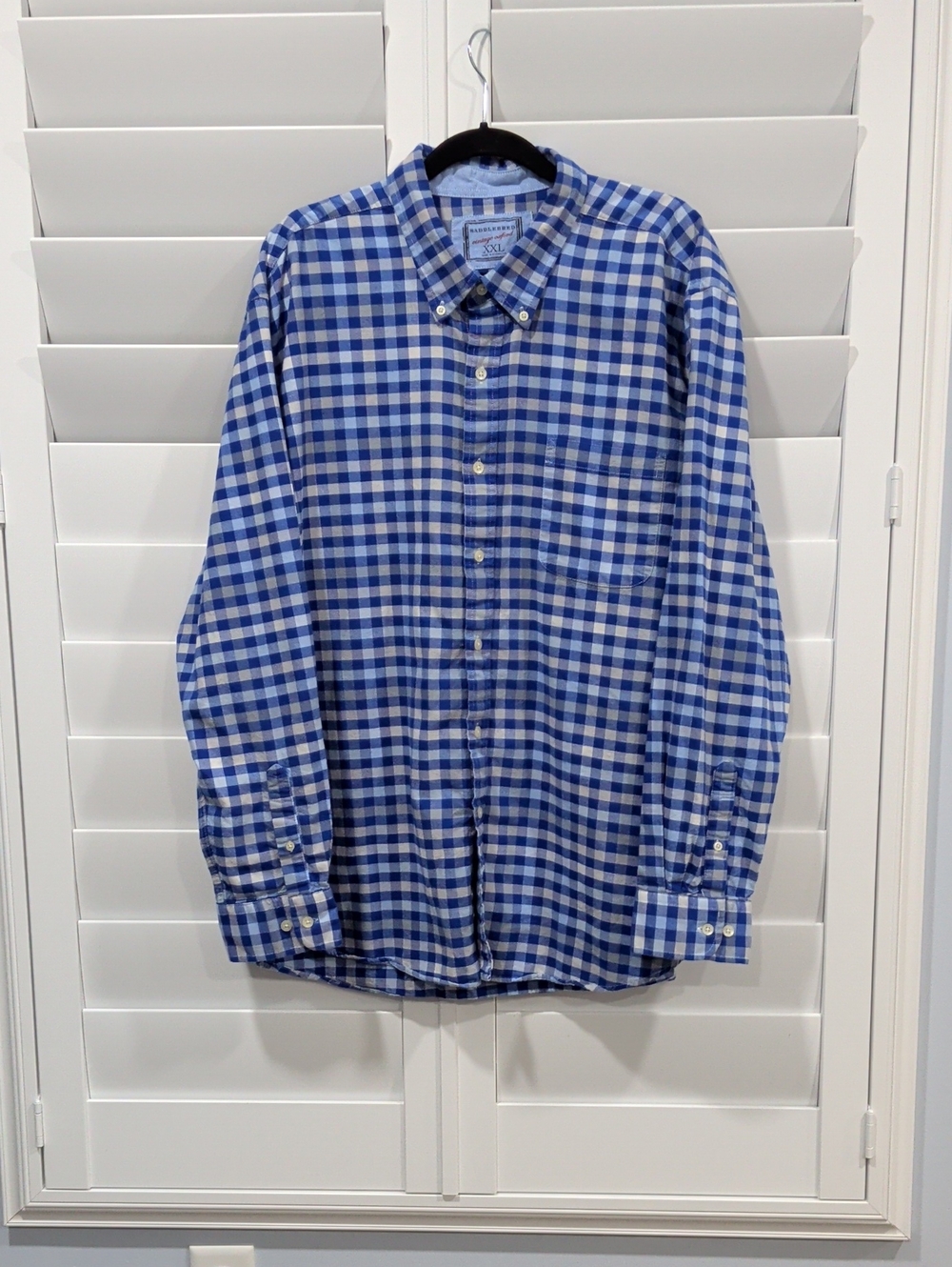 Men's Saddlebred Blue and White Gingham Button-Down Shirt